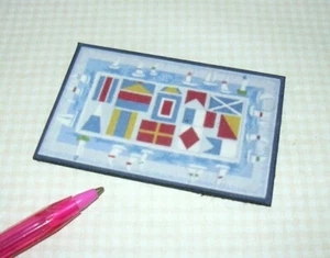 Miniature Nautical Beach Welcome Mat, "NAUTICAL FLAGS": DOLLHOUSE 1:12 - Imagen 1 de 1