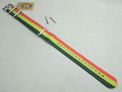 Pulseira de relógio Fossil 18mm unissex tecida nylon envoltório verde limão laranja S181088 - Imagem 1 de 4