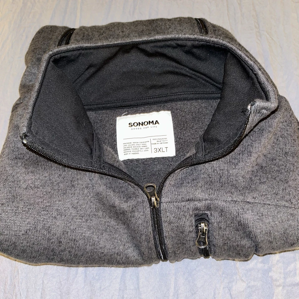 Jaqueta suéter Sonoma leve quente zíper completo masculina tamanho 3XLT - Imagem 1 de 4