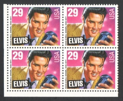 Vintage Unused US Postage Block 29 Cent Stamps ELVIS - Image 1 of 2