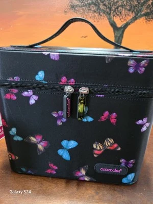 vintage Butterfly Soft Train Case Tall Makeup Cosmetic With Mirror caboodle Case - Image 1 of 4
