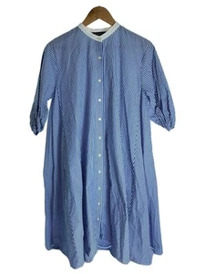 mizuiro ind Vestido Manga Larga Algodón Azul Rayas - Imagen 1 de 5