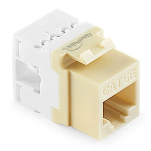 NavePoint 180 Degree Cat5e Keystone Jack, RJ45 Ethernet, Type 110 Ivory, 25-Pack - Picture 1 of 4