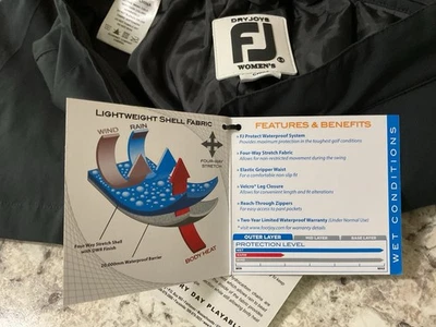 Pantalones de golf FootJoy DryJoys forrados para lluvia impermeables para mujer talla S negros nuevos Foto 1 de 4