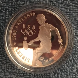 1996-P Olympic Tennis Proof Silver One Dollar Commemorative US Mint $1 Coin - Picture 1 of 2