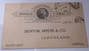 1918 US Postal Card With One Cent Printed Stamp Benton, Myers & Co Cleveland OH - Picture 1 of 2