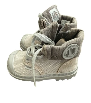 Botas con cordones grises de lona Palladium para niños pequeños talla 6 Foto 1 de 4