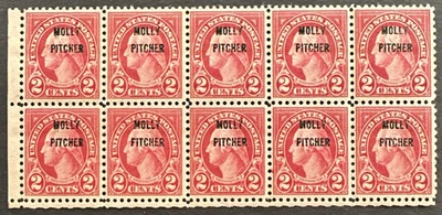 US 1928 Sc# 646 Corner Block of 10 MNH Monmouth Battle Molly Pitcher Overprint - Image 1 of 2