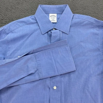 Camisa de vestir Brooks Brothers para hombre azul calce ajustado de algodón sin hierro 15 34 Foto 1 de 4