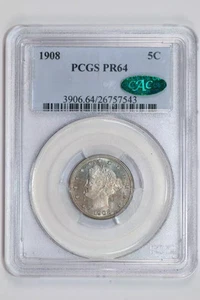 1908 PROOF LIBERTY V NICKEL PCGS PR64 CAC - VERY PQ! - Picture 1 of 2
