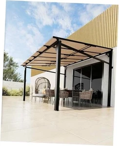 10'x 10' Lean to Gazebo, Hardtop Wall Pergola with Polycarbonate Roof, - Picture 1 of 7