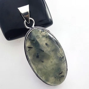 925 Silver Plated Moss Prehnite Ethnic Pendant Handmade Jewelry Size 2" AU G446 - Bild 1 von 3