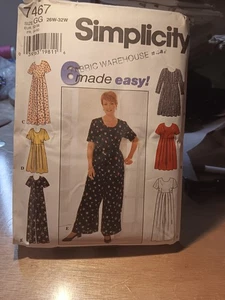Simplicity Pattern Number 7467 Size GG 26 Wide To 32 Wide Uncut - Picture 1 of 2