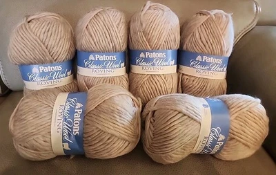 6-Patons Classic Wool Roving Yarn In Natural 241077 Bulky  3.5 Oz "Super Soft" - Image 1 of 4