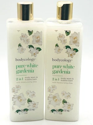 x2 Bodycology 16oz Pure White Gardenia 2in1 Moisturizing Body Wash Bubble Bath - Image 1 of 2