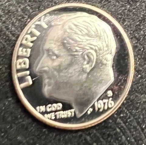 1976 S. Rosevelt Dime Deep Strike - Gem Mint - Proof Cover