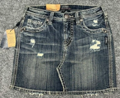 Jeans Plateados Francy Mini Falda Mujer 24 Azul Denim Elastizado Envejecido Nuevo Foto 1 de 4