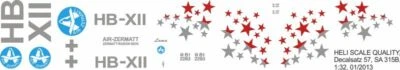 HELI SCALE QUALITY Decal 57 SA 315B Lama Air-Zermatt HB-XII
