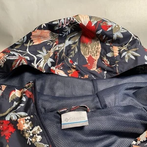 Columbia sportswear Company rain jacket navy with floral/ Birds Size L Ladies - Picture 1 of 14