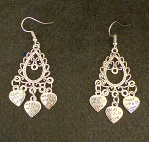 Silver Plated Fashion Dangling Earrings Made with Love Portugal - Jewelry - Picture 1 of 10
