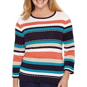 Alfred Dunner 3/4-Sleeve Striped Sweater Sizes L, XL Msrp $54.00 New - Picture 1 of 2