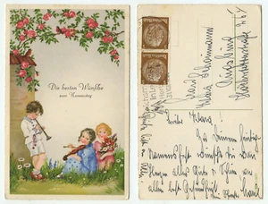 13107 - Namenstag - musizierende Kinder - AK, gelaufen 11.8.1941 nach Augsburg - Bild 1 von 1