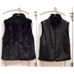 Giacca Gallery Reversible Faux Mink Fur Vest Jacket Black Size Small Women’s - Picture 1 of 11