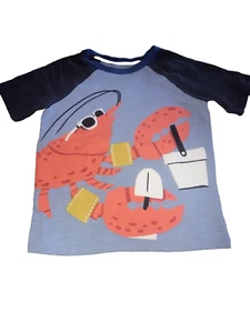 Old Navy  Boy's Summer T-Shirt  Short  Sleeve Blue Orange Crab Beach  Size 4T - Picture 1 of 3