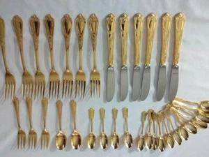 Vintage AMEFA vergoldet signiert gestempelt Abendessen Set + Kaffeelöffel 34 Stck. - Bild 1 von 1