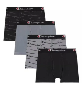 Champion Boys' Boxer Briefs Everyday Active Tagless 4 Pack, Black Gray XL 18/20 - Picture 1 of 3