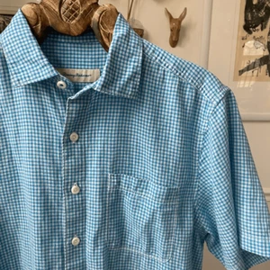 Tommy Bahama Linen Cotton Blue Gingham Short Sleeve Button Up Shirt M - Picture 1 of 6