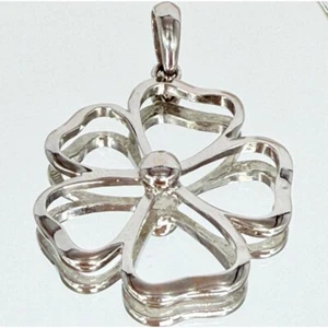 Open Floral Necklace Pendant Silver-Tone - Picture 1 of 3