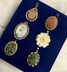 Beautiful Bright Fancy Gold Filled Charms Pendant Lot Various Gems GF Victorian
