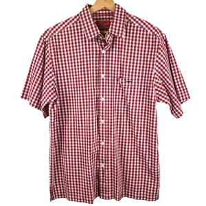 Mens RM Williams Button Up Shirt Short Sleeve Summer Size L White Red Check Vg - Bild 1 von 14