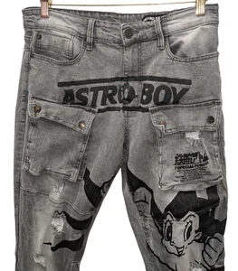 Jeans ASTRO BOY Genuinos Anime Calce Ajustado Elastizado Gráfico Talla 34 x 34 Distress - Imagen 1 de 20