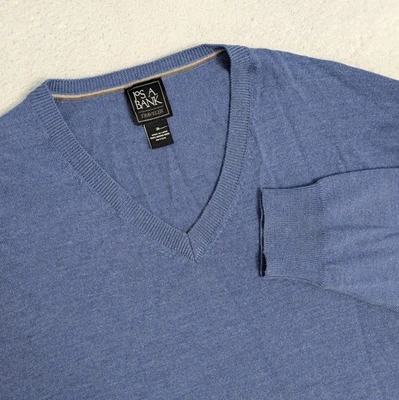 Jos. A. Bank Mens V-Neck Sweater 3X Big Blue Traveler Fit 100% Merino Wool - Image 1 of 4