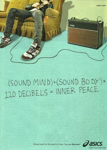 2008 Asics Stormer Tennis Shoe Vox Guitar Amp Inner Peace Print AD Advertisement - Picture 1 of 1