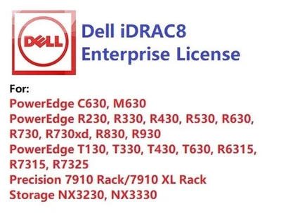 iDRAC8 Enterprise License For Dell R430 R330 R530 R630 R730 R730XD R830 R930 - Image 1 of 2