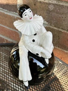 VTG TASTE SETTER SIGMA Pierrot Mime Clown Black White Ceramic Trinket Dish Bowl - Picture 1 of 12