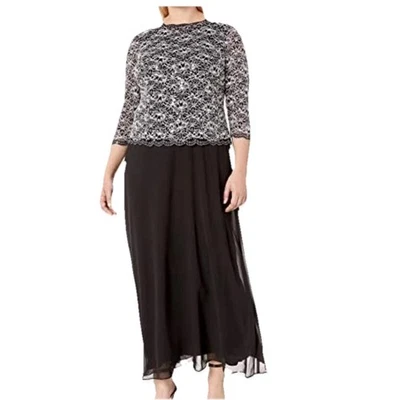 Nuevo con etiquetas Vestido Alex Evenings Negro Lentejuelas Encaje Gasa Midi Ocasión Especial Talla 16 Foto 1 de 4