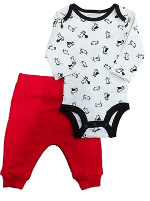Infant Boys White Superhero Bear Bodysuit Creeper & Pants Outfit Set Newborn - Image 1 of 3