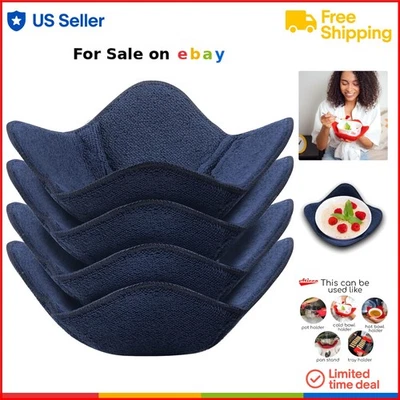 Microwave Bowl Cozy Holders Set of 4 Heatproof Plate Mats for Hot Food Safe K... - Image 1 of 4