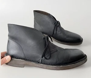 CLARKS Bushacre 2 Black Leather Desert Chukkas Boots Dress Shoes Men’s Size 12 - Picture 1 of 10