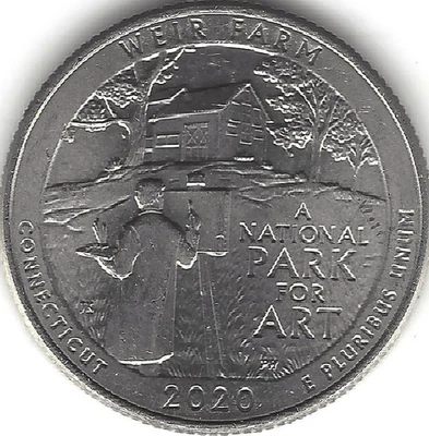 2020-D, 25 cent, Weir Park,  America the Beautiful (US COIN, MONEY, COLLECTIBLE) - Image 1 of 2