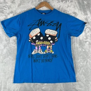 STUSSY T Shirt, Men's L, Static... Don't Start None... Won't Be None!! Blue Dice - Picture 1 of 11