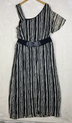 Vestido R&M Richards Midi Mujer Plus 20W Cóctel Forrado Fluido Cinturón Un Hombro Foto 1 de 4