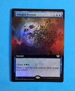 1x Winged Portent Instant Crimson Vow Mtg Magic Card 365 Rare Foil Borderless - Picture 1 of 2