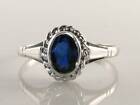 Crisp 9Ct 9K White Gold Blue Sapphire Solitaire Vintage Ins Ring Free Resize