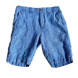 Crewcuts blue 100% linen shorts boys 12 adjustable waist soft coastal Scandi - Picture 1 of 9