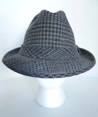 Vintage Pendleton 100% Pure Virgin Wool Gray Houndstooth Trilby Hat. Size 7. USA - Image 1 of 4
